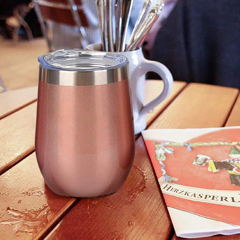 12Oz champagne glass inside and outside 304 stainless steel double egg cup