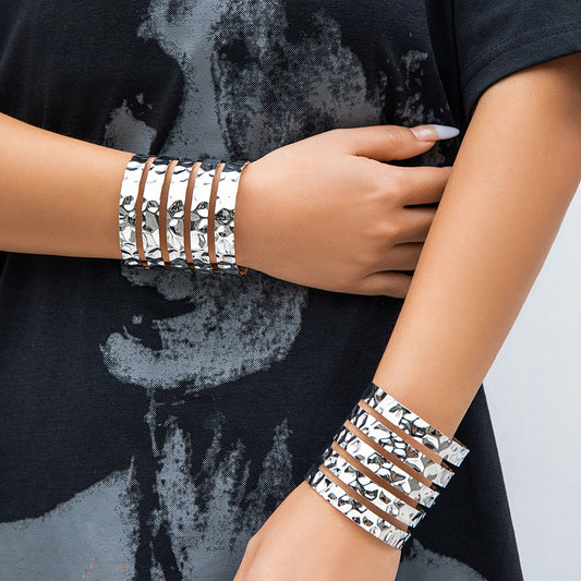 Pulsera punk geométrica de cara ancha 