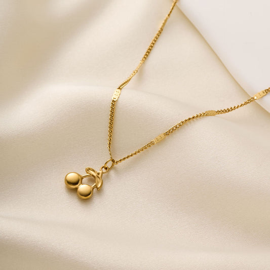 18K Gold Cherry Collarbone Necklace