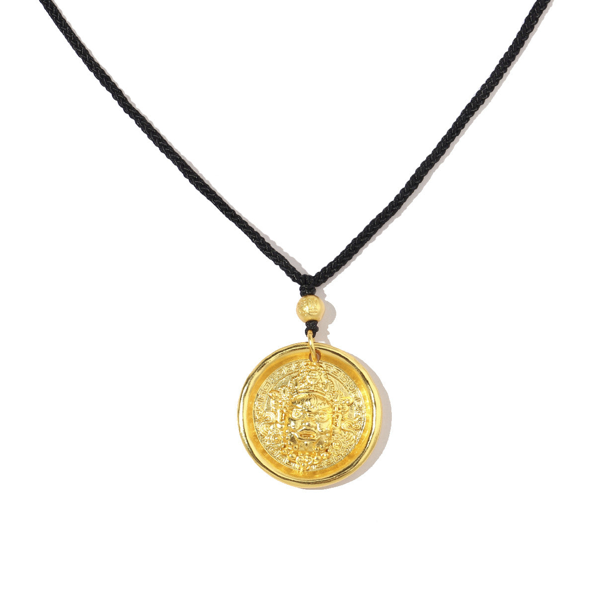 Collar de oro y arena con forma de calabaza y dios de la riqueza bañado en oro real de 24 quilates 