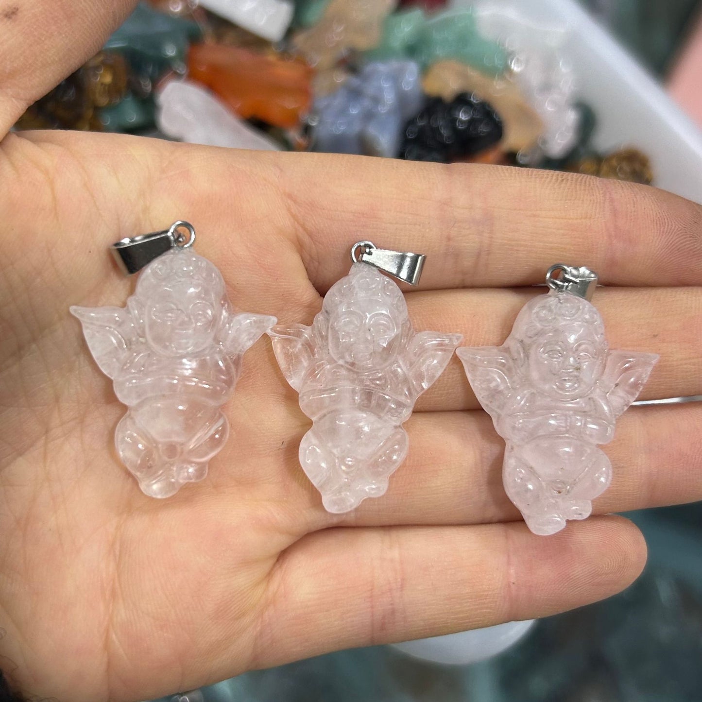 Engraved Cupid Angel Necklace Pendant