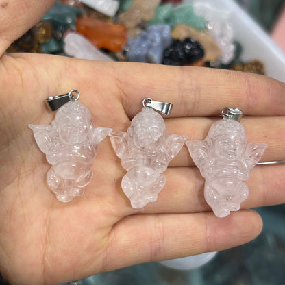 Engraved Cupid Angel Necklace Pendant