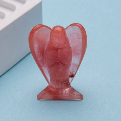 Cristal 1,5 polegadas anjo escultura pedra de quartzo diy decoração para casa pingente 