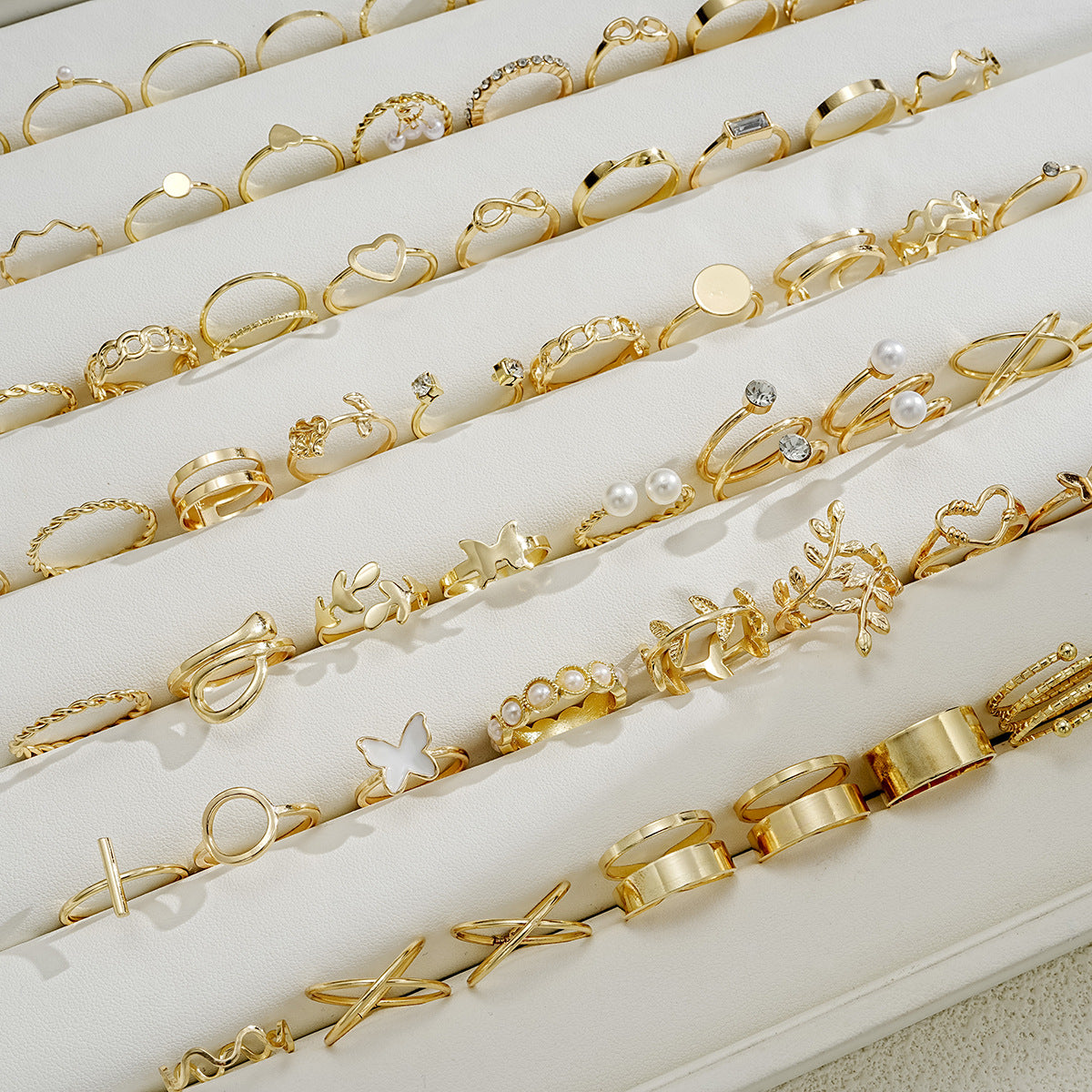 Butterfly Love Pearl Ring Set (68-Piece)