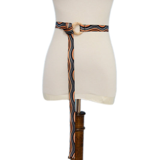 Pattern ring buckle thin belt