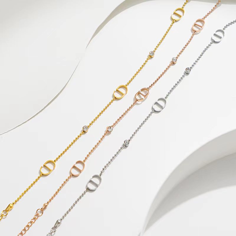 Colar TS - DD, estilo celebridade, pingente de nariz de porco, corrente de colarinho com contas, simples inspirado em Chanel 