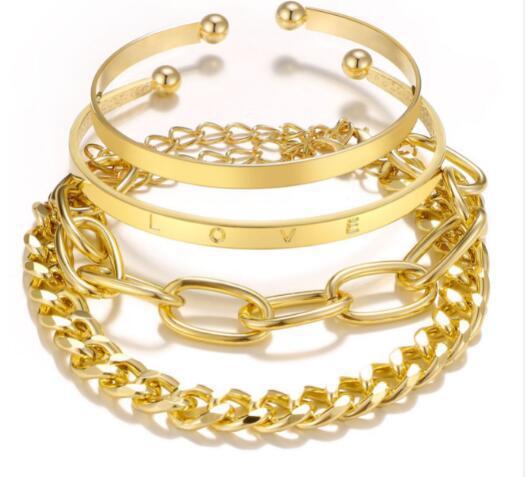 Bohemian Geometric Chain Bracelet Set