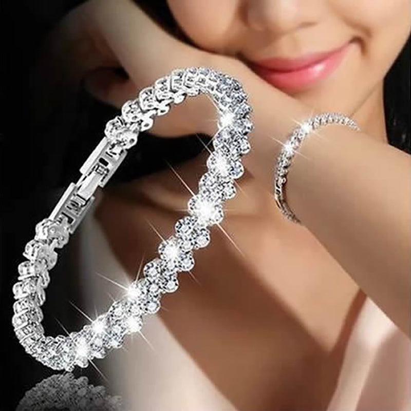 Crystal Zircon Heart Roman Bracelet