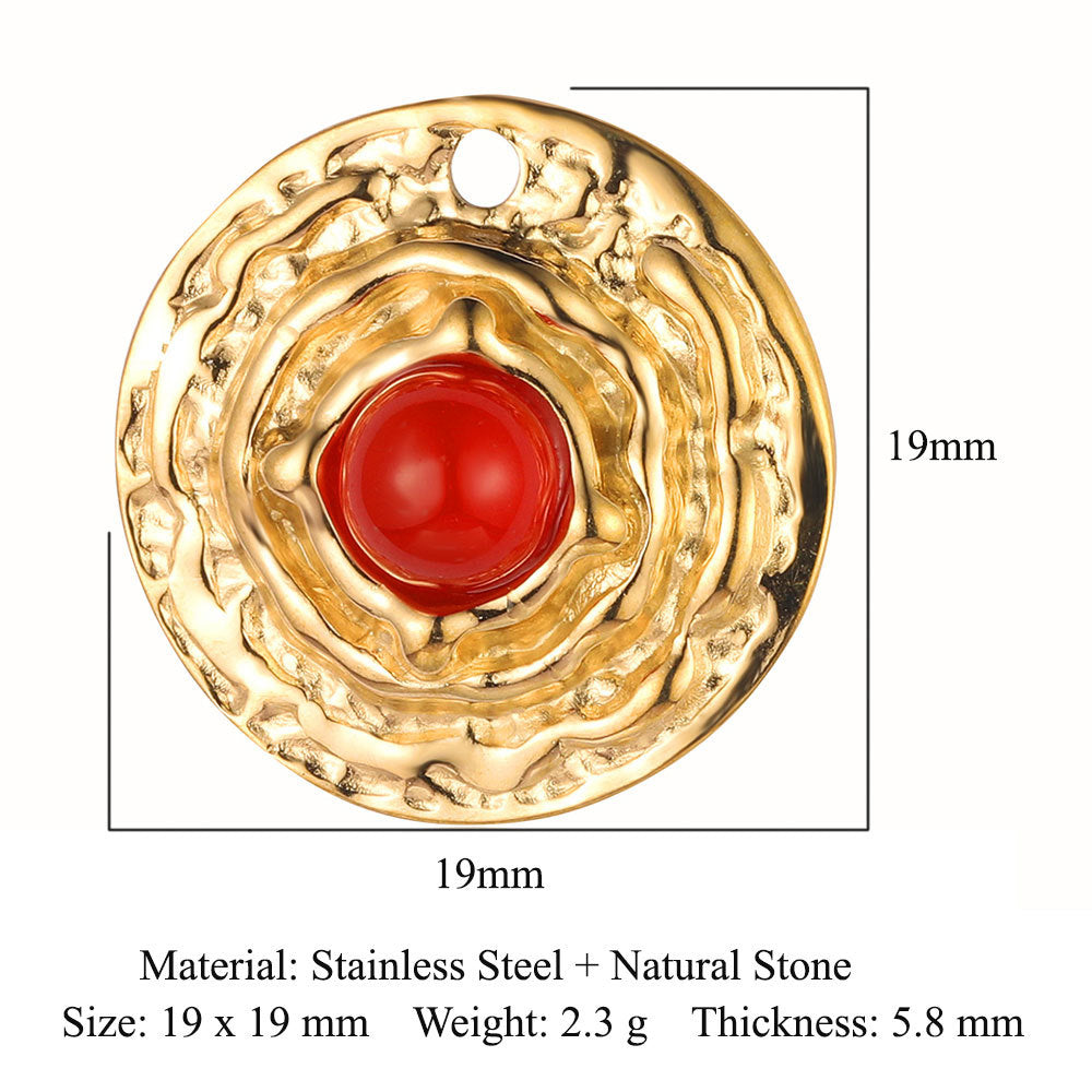 Sun ruby turquoise stainless steel pendant