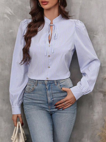 Button Striped Long Sleeve Shirt