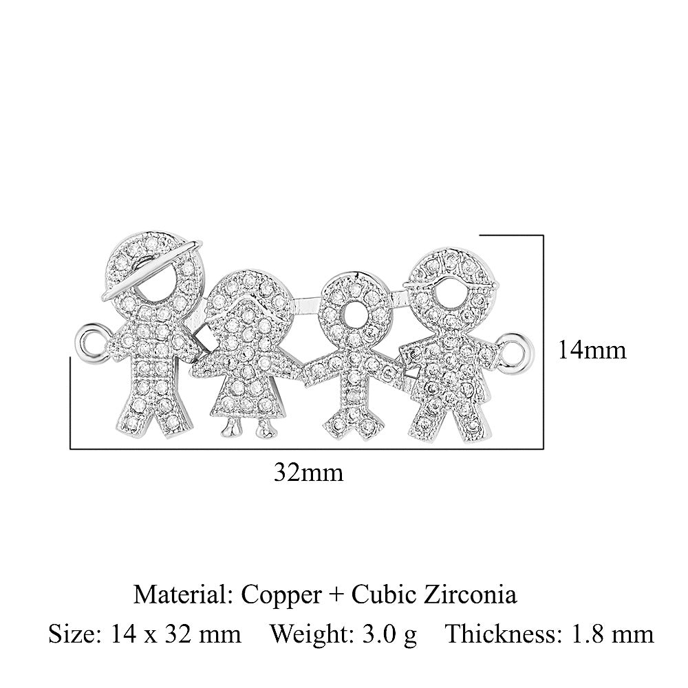 Bead butterfly copper zircon double hole accessories family pendant