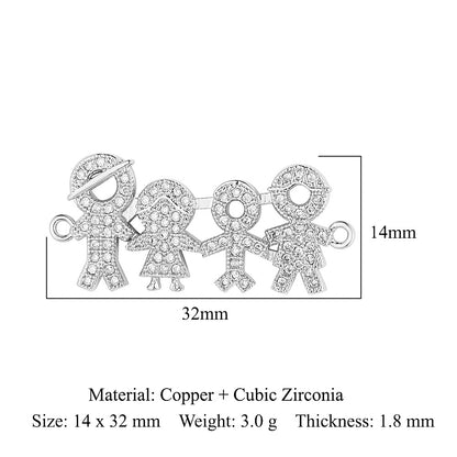 Bead butterfly copper zircon double hole accessories family pendant