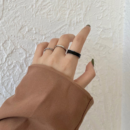 Anillo de tres piezas personalizado retro negro 