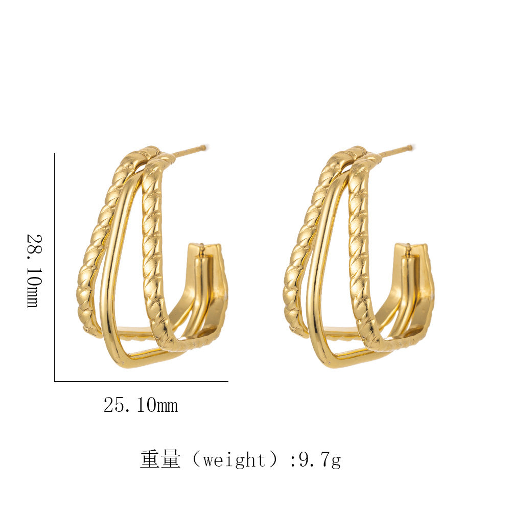 Women's 18K Gold Titanium Steel Geometric Hollow Spiral Bracelet