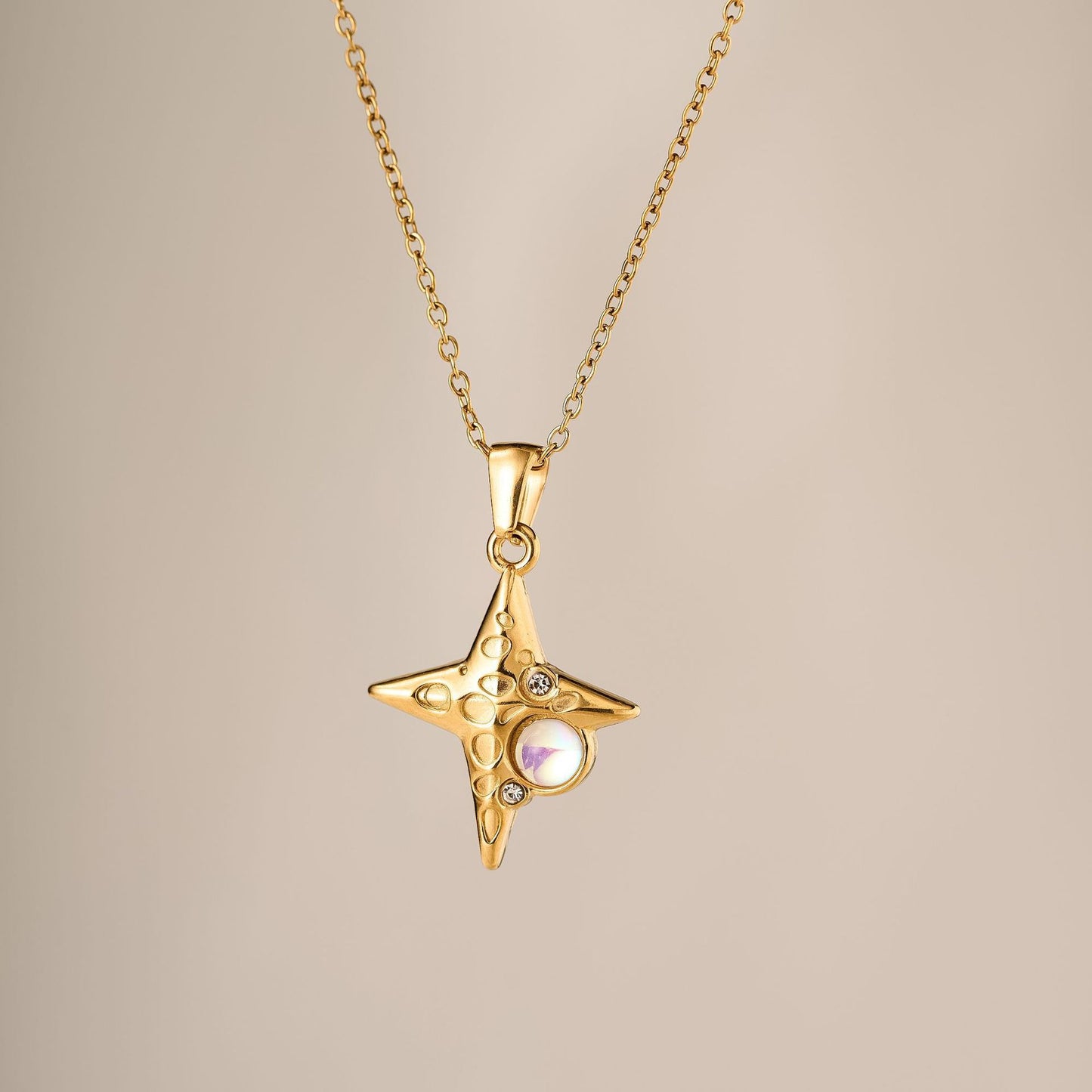 Opal Diamond Titanium Steel Necklace