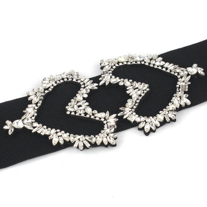 Elastic waist seal hand-sewn rhinestone crystal