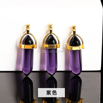 Colorful glass hexagonal column pendant