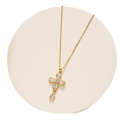 Four-Leaf Clover Necklace with Crown Pendant - Celebrity Style