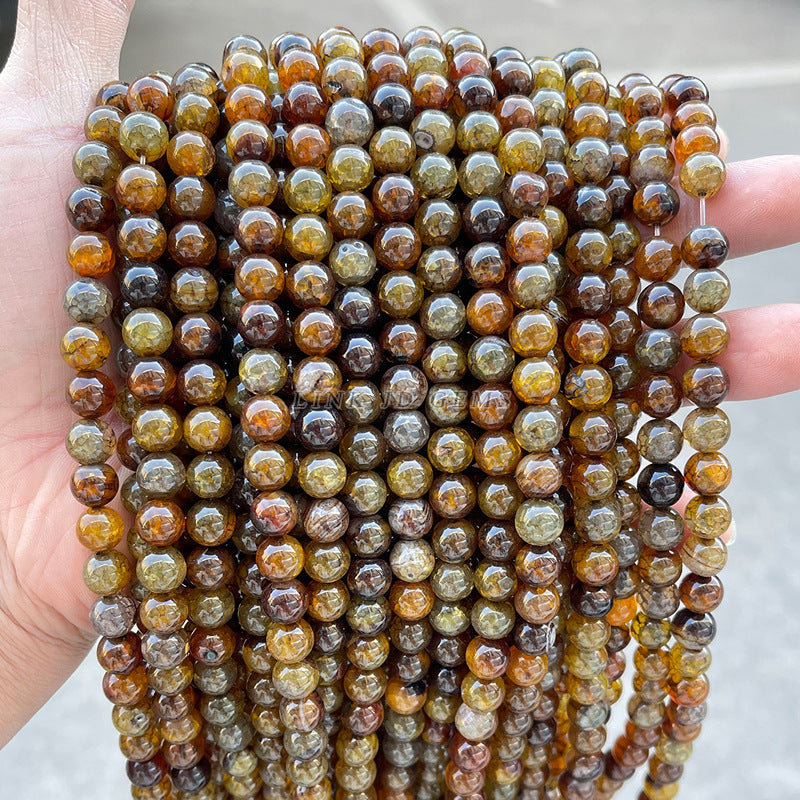 Brown dragon pattern agate loose beads