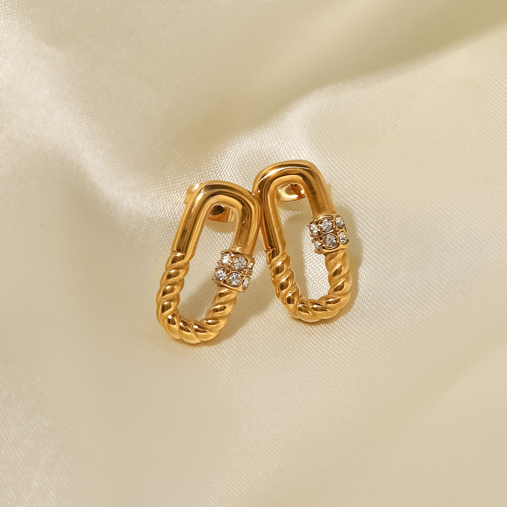 Rectangular Twisted Zirconia Earrings