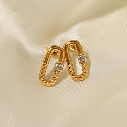 Rectangular Twisted Zirconia Earrings