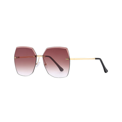 Gafas de sol retro de metal degradado sin montura para mujer al por mayor 