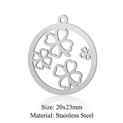 5 pcs/pack Four Leaf Clover Tree of Life Transfer Titanium Steel Pendant