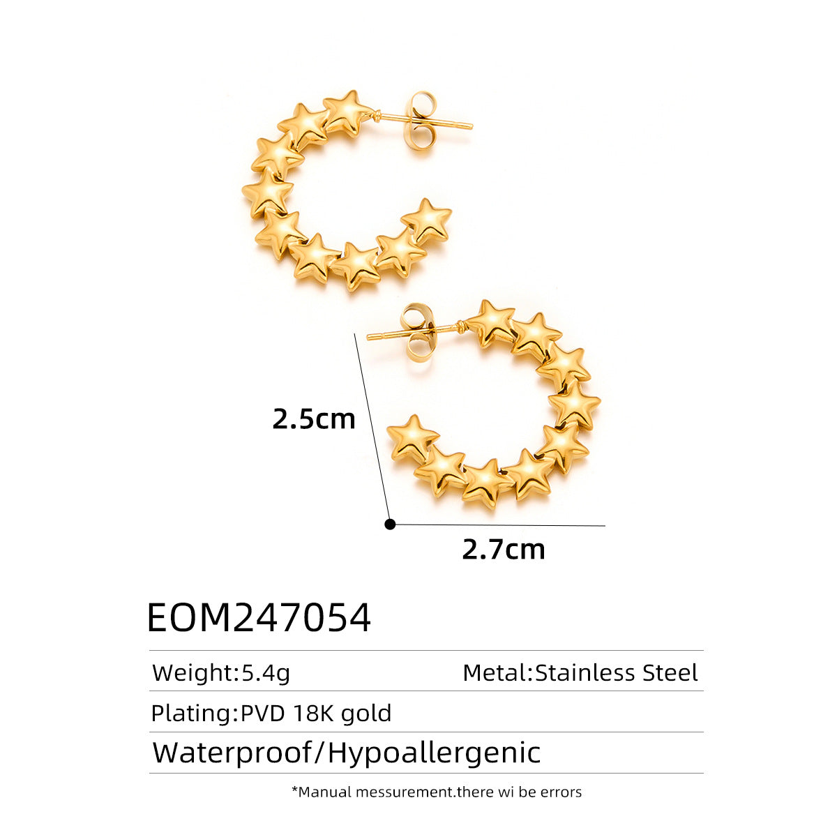 18K Gold Titanium Steel Hollow Geometric Statement Earrings