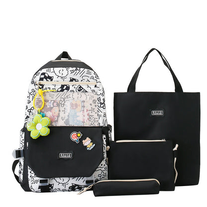 Mochila escolar de gran capacidad para estudiantes de 4 piezas 