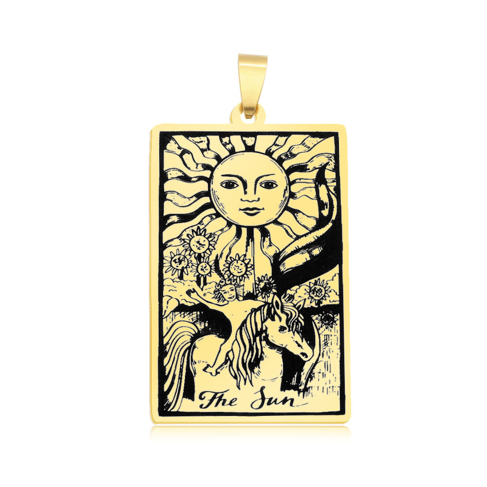 5 pcs/pack, gold tarot titanium steel pendant.