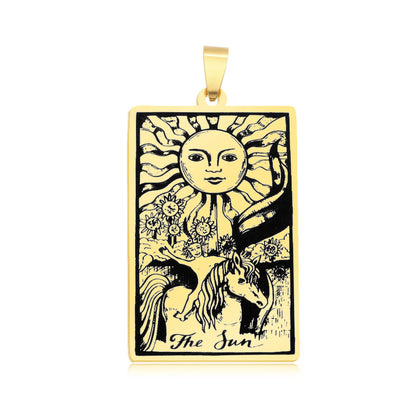 5 pcs/pack, gold tarot titanium steel pendant.