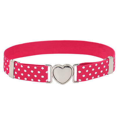 Silver Heart Buckle Adjustable Kids Belt