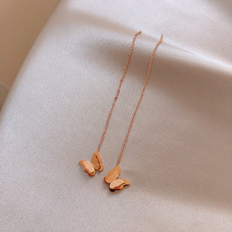 Matte Butterfly Titanium-Steel Earrings — 18K Gold Plated, Hypoallergenic Sleep-Friendly