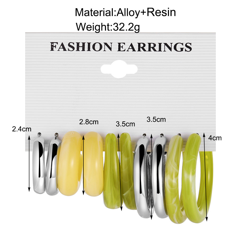 5-Piece Acetate C-Hoop Earring Set