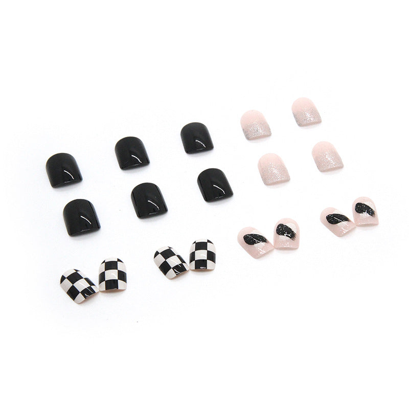 Edgy Checkered Black Nails