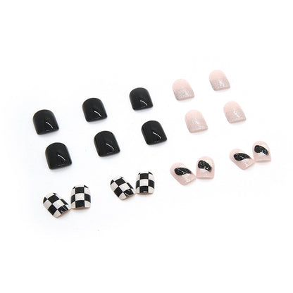 Edgy Checkered Black Nails