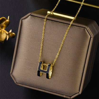 Chic H Letter Pendant Titanium Necklace