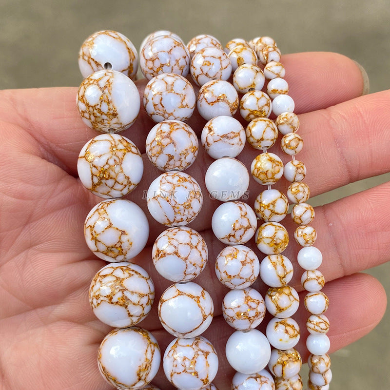 Gold thread turquoise loose bead synthetic gold wire white pine bracelet