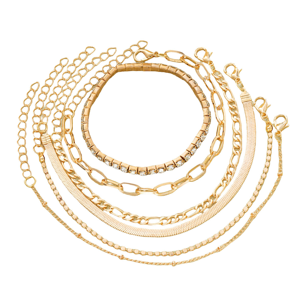 Zircon Chain Bracelet Set (6-Piece)
