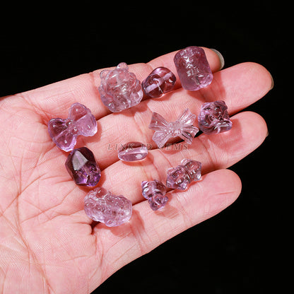 Amethyst engraving Pixiu nine-tailed fox single loose bead