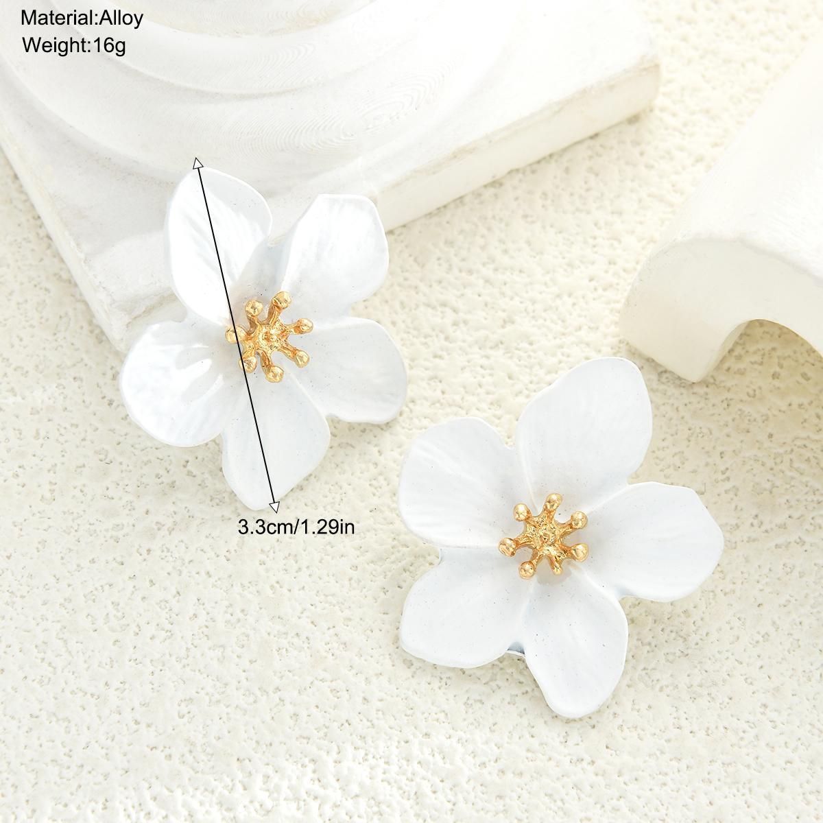 White Double-Layer Flower Stud Earrings