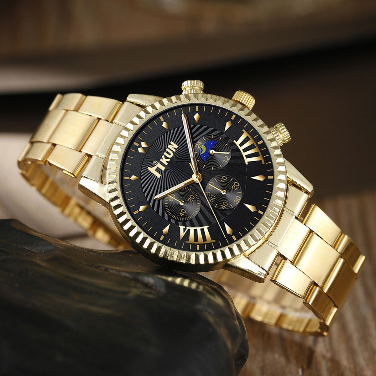Steel belt quartz watch cross set