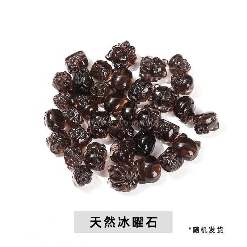 Crystal silver obsidian Hetian jade carving loose beads