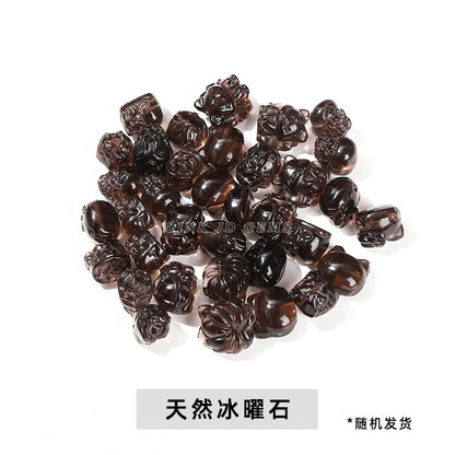 Crystal silver obsidian Hetian jade carving loose beads