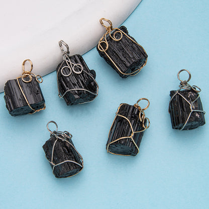Pingente Irregular Turmalina Negra Cristal 