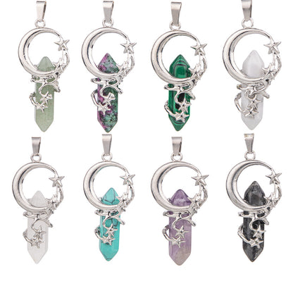 Crystal Hexagonal Star Moon Pendant