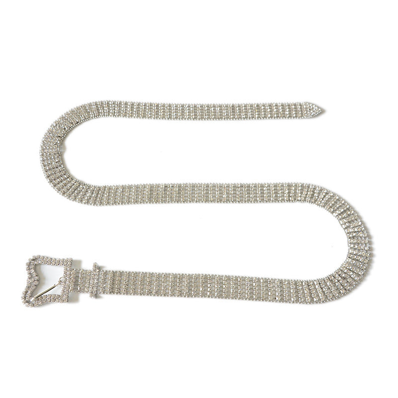 Full Diamond Plantain Buckle Rhinestone Belt