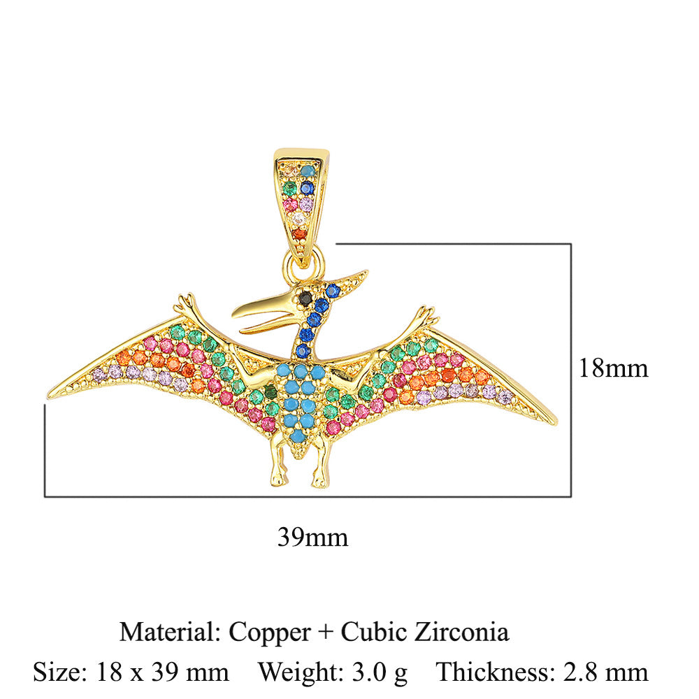 Colgante de cobre y circonita con forma de sol y loto de dinosaurio 