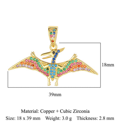 Colgante de cobre y circonita con forma de sol y loto de dinosaurio 