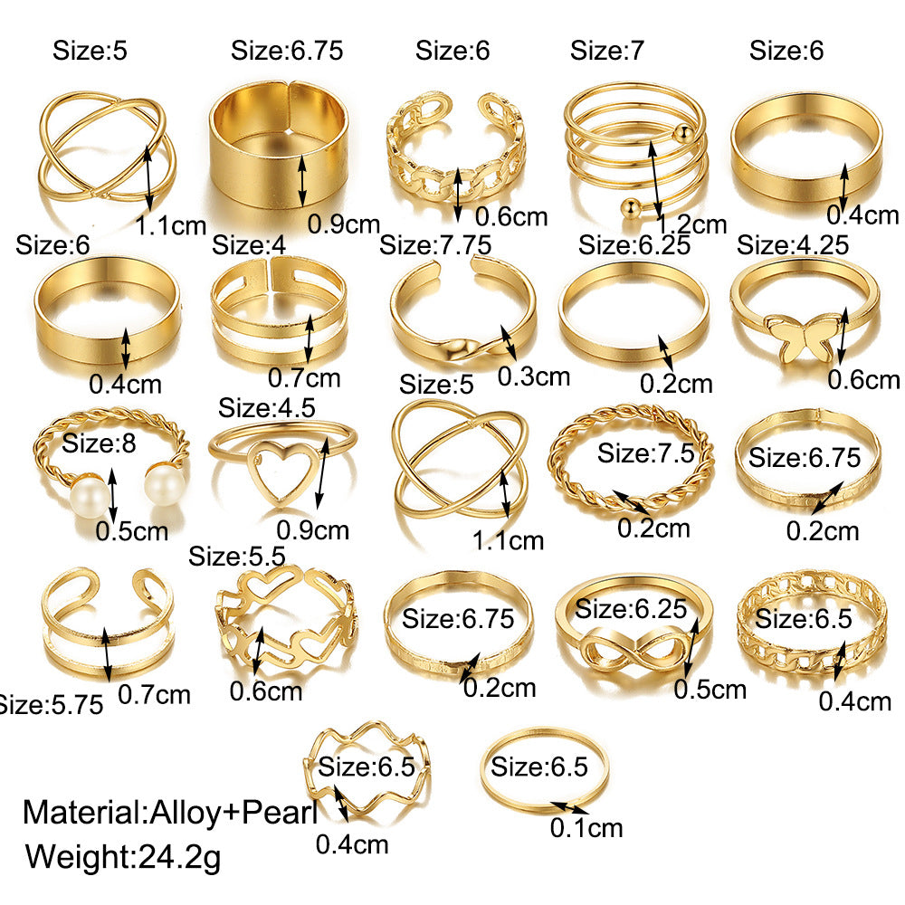 Butterfly Multi-Joint 22-Piece Ring Set